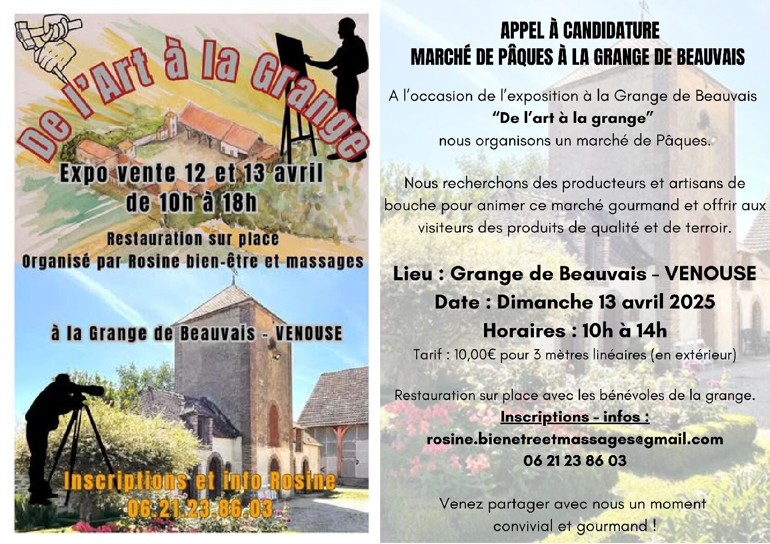 Vernissage les 12 et 13 Avril à La Grange