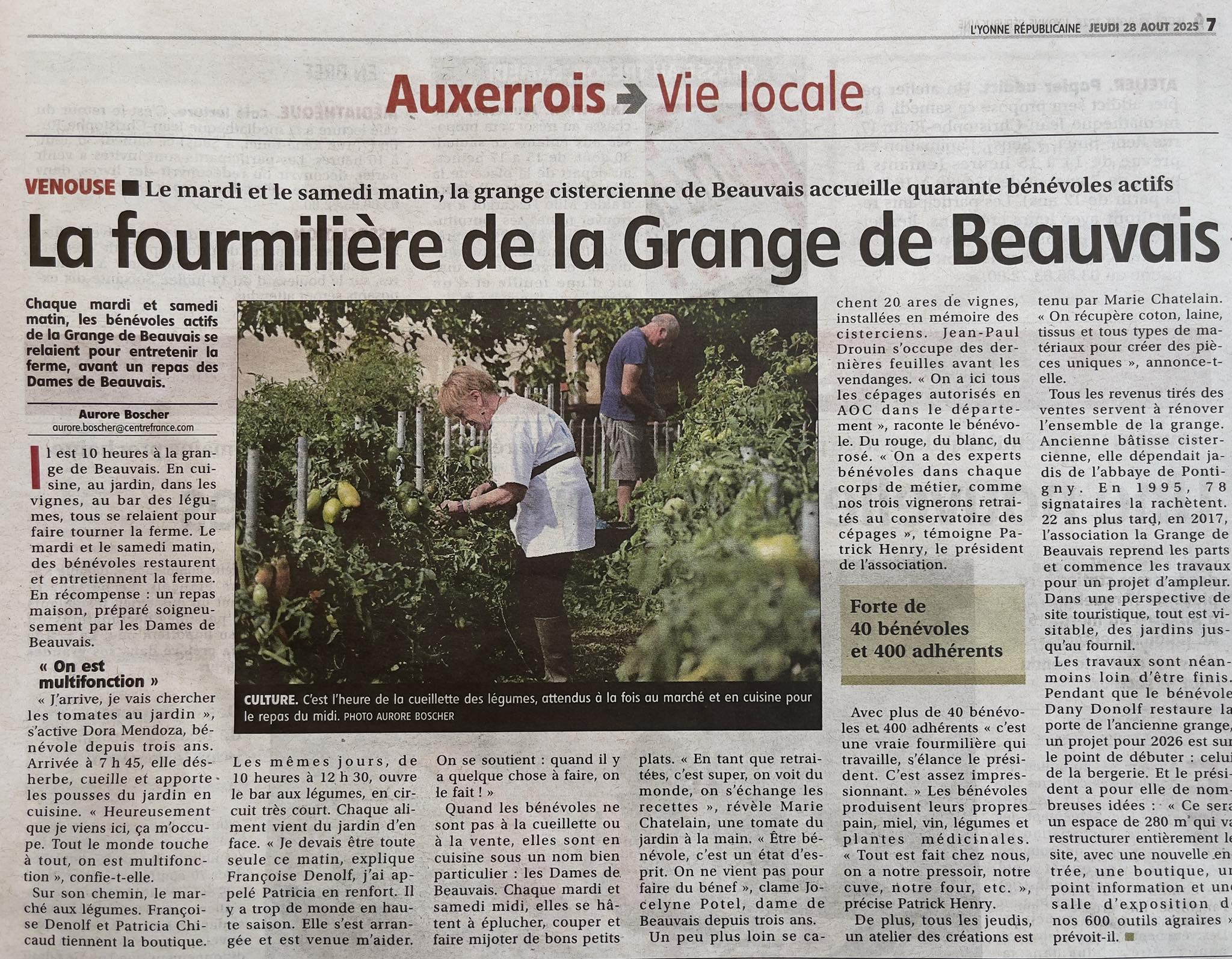 Artice l'Yonne Républicaine du jeudi 7 septembre 20259321599264121_n Agir en Champagne Ardennes